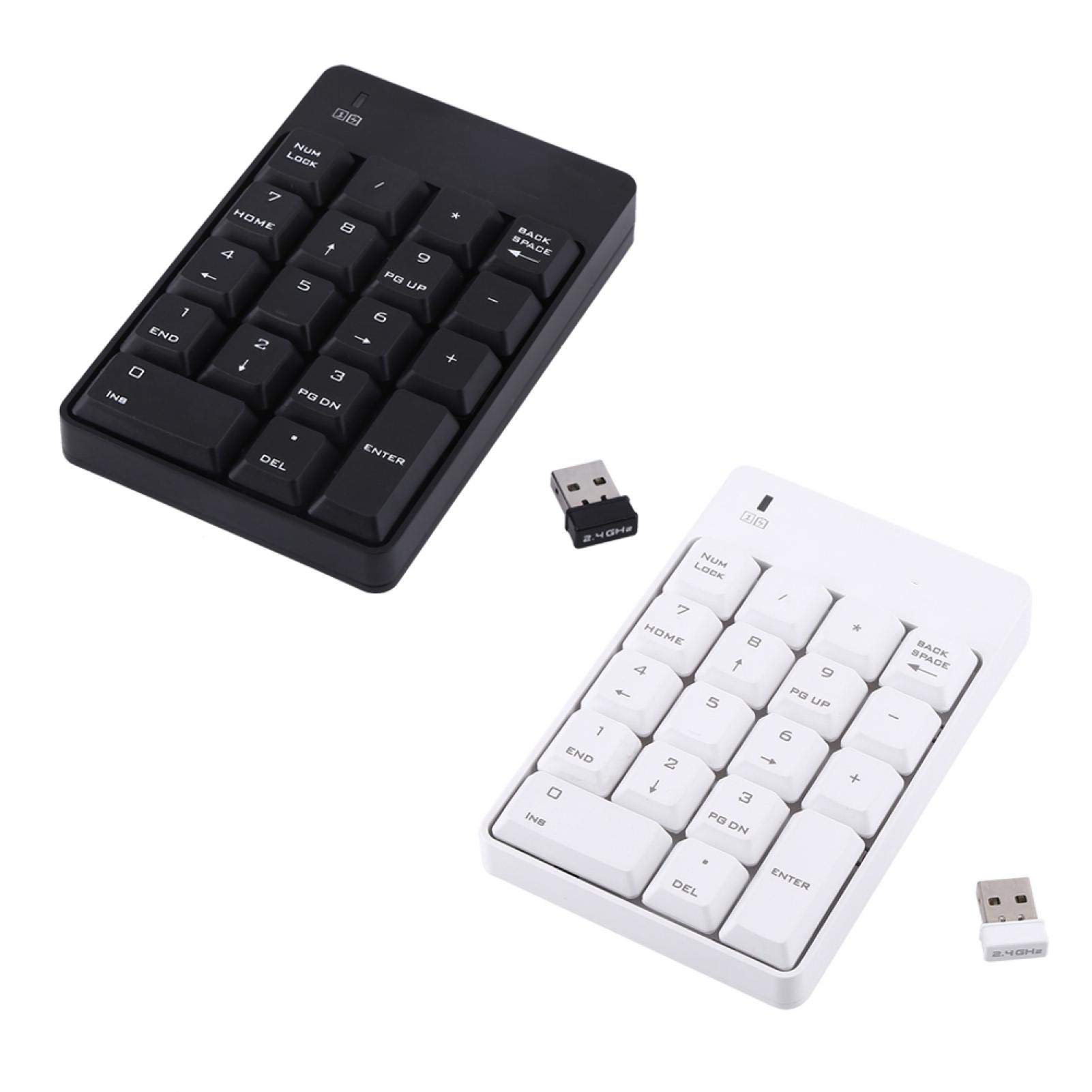 Sxhlseller Blok numeryczny - 2,4 GHz bezprzewodowa klawiatura numeryczna USB klawisze numeryczne 18 do komputera, komputera stacjonarnego, komputera, notebooka (biała)