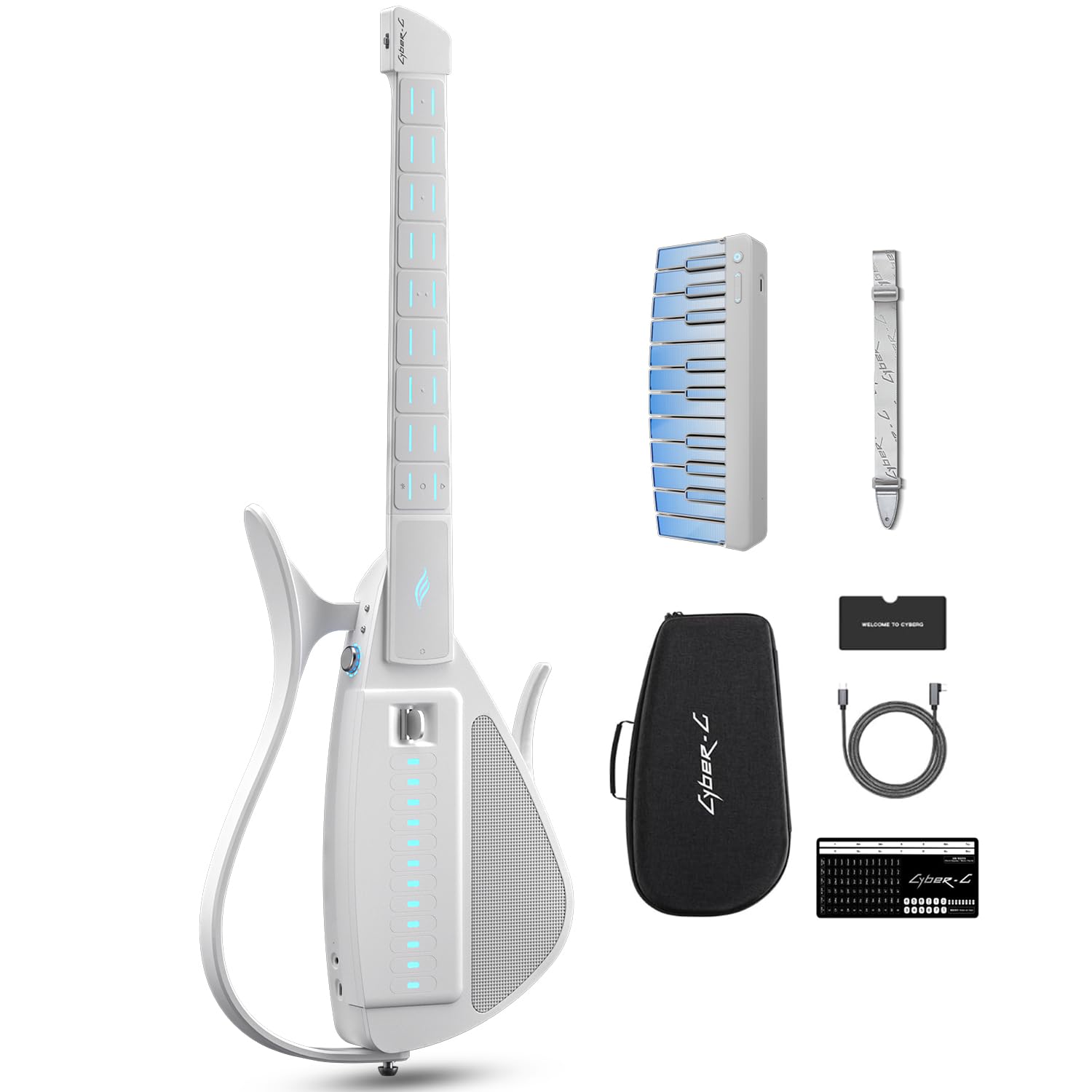 Enya CYBER-G Chitarra Smart & Modulo Tastiera(Bianco)