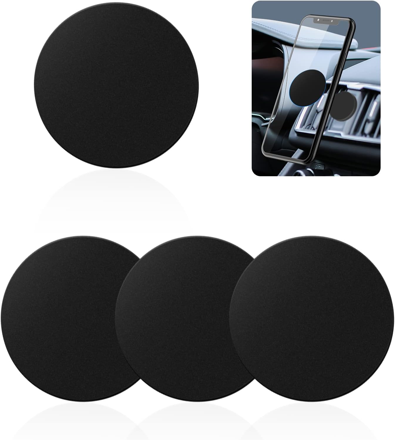 Placchette Metalliche Per Supporto Magnetico Telefono - 2 Tonde E 2 Rettangolari, Adesive - Foto 8