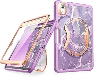 Clayco Nebula Series Case for iPad Mini 6th Generation 2021 Case with Built-in Screen Protector, Full Body Heavy Duty Rugged Protective Case with Kickstand for iPad 8.3 Inch (Purple)