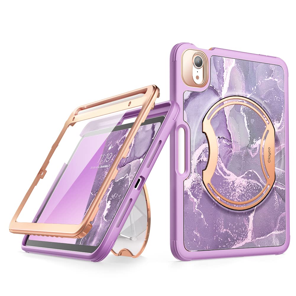 Clayco Nebula Case for iPad Mini 6 (2021) with Kickstand Pencil Charger [Supports 2nd], Full Body Heavy Duty Protective Case with Built-in Screen Protector for iPad Mini 8.3" 6th Generation (Purple) (B09N75JRHS) Amazon Price History, Amazon Price Tracker