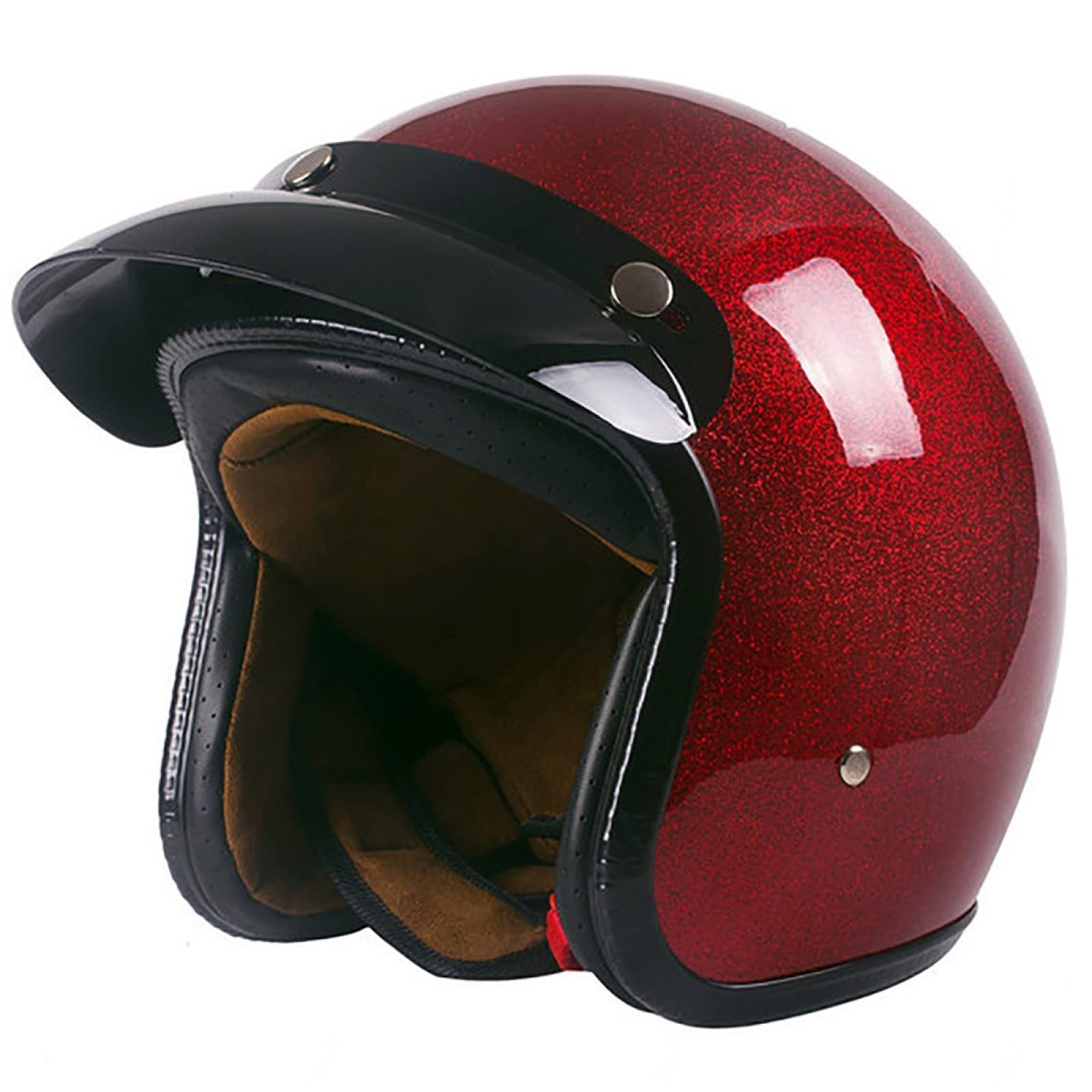 Casque moto rétro jet 3/4 rouge idéal pour vos balades d'été en scooter vintage