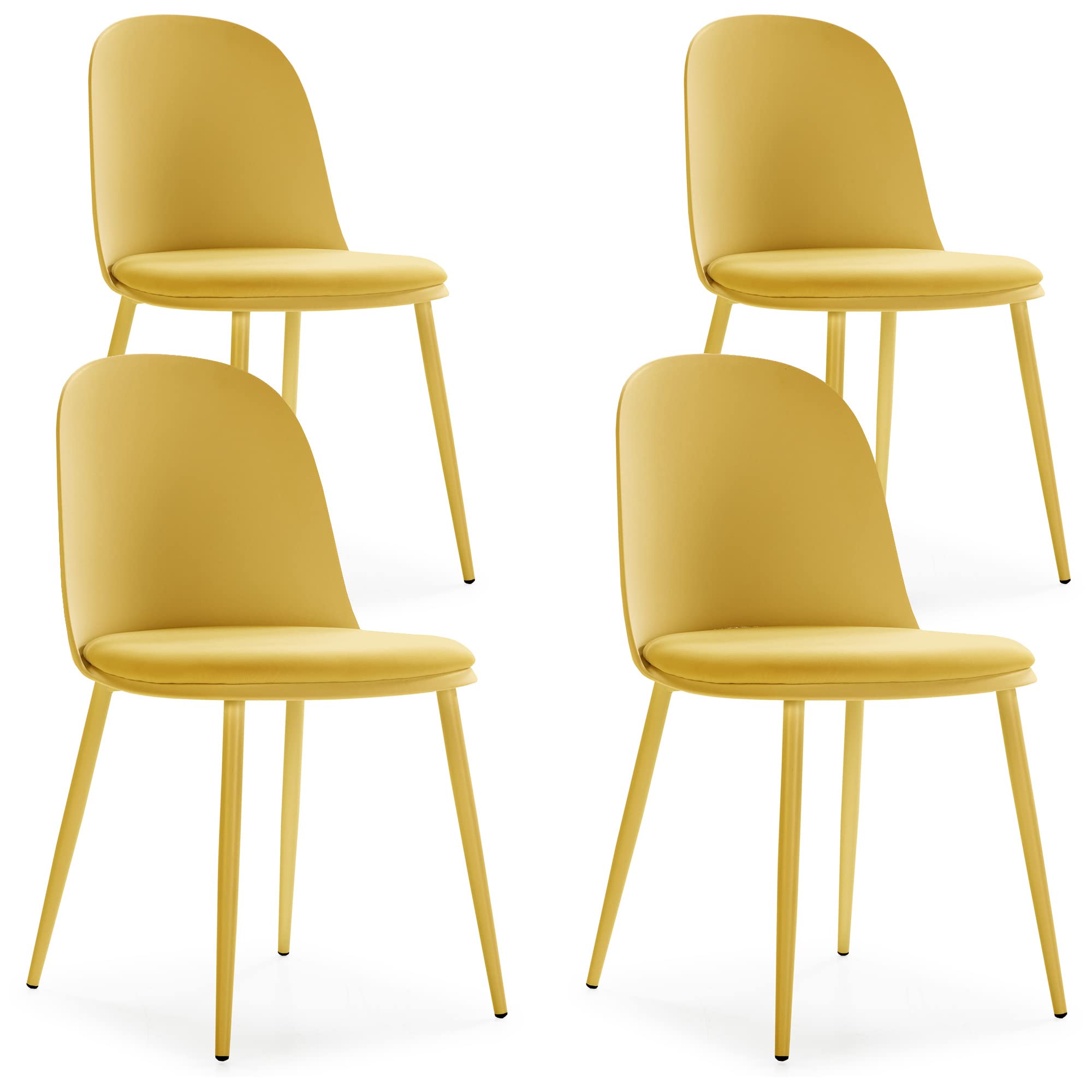 HOMN LIVING Set mit 4 Esszimmerstühlen Kana Senf, Metallbeine und gepolsterter Sitz, 45 cm (Breite) 51,5 cm (Tiefe) 83 cm (Höhe)