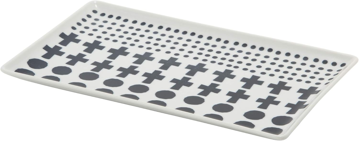 TAMAKI T-836965 Block Print Plate, Set of 3, Diameter 6.3 x Depth 10.2 x Height 0.7 inches (16 x 26 x 1.8 cm), Microwave and Dishwasher Safe, Made in Japan