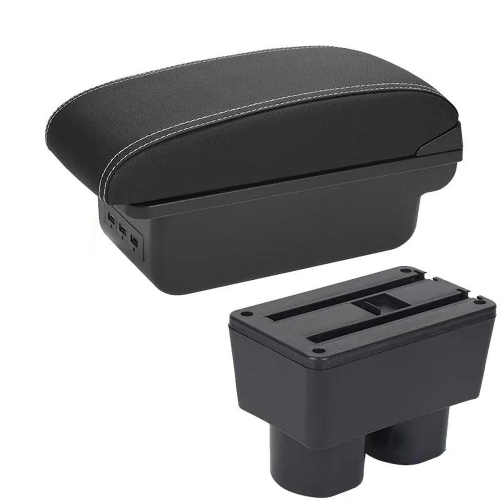 NOHEEU Car Decorative Styling Center Console Multifunctional Storage Box For Sylphy For Versa For Tiida For Latio(B3 Black white 3USB)