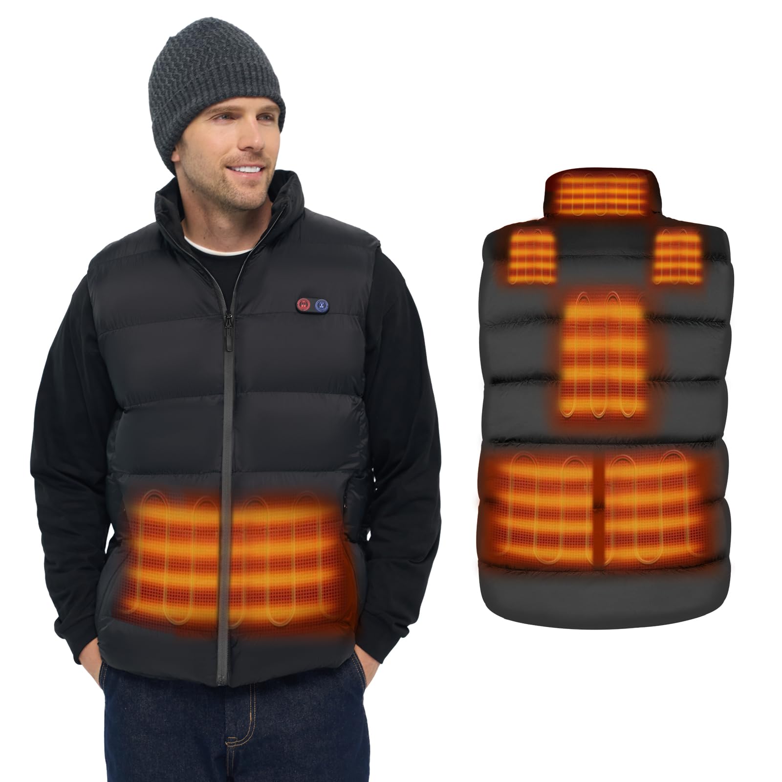 DR.PREPAREUnisex Heated Gilet, with Three Adjustable Sizes M & L & XL, Lightweight Heated Jacket with 3 Heating Levels, 10 Heating Zones, Smart Buttons(Battery Pack Not Included)