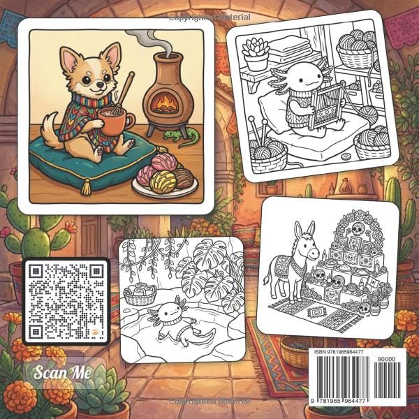 Cozy Fuzzy Hygge Mexico: Bold & Fun Easy Line Art Design Coloring Book | Relaxing Mexican Holiday Cultural Scenes, Cute Animal Travel Adventures | ... Fuzzy Hygge World Travel for Stress Relief) image 3