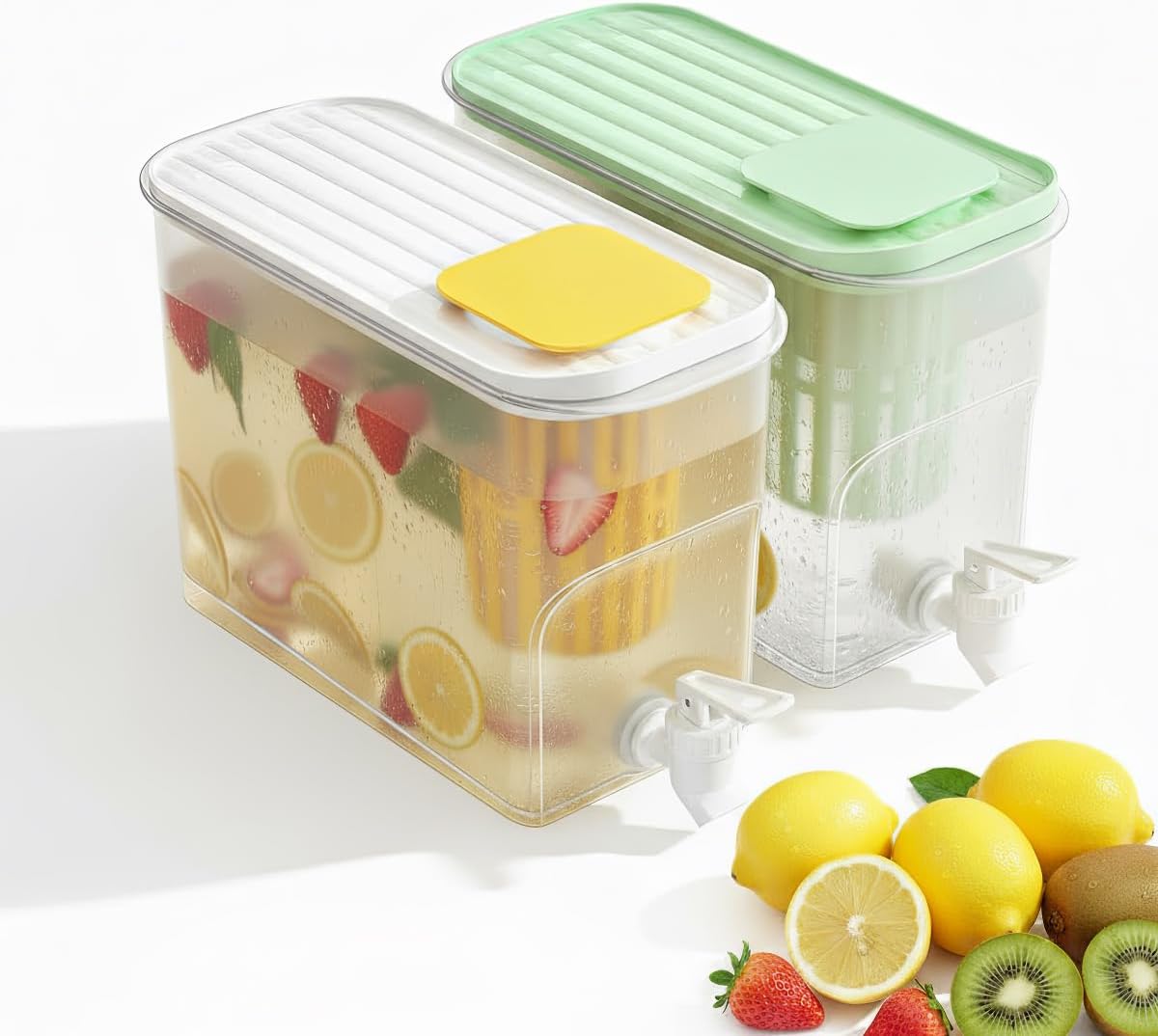 1 Gallon Plastic Drink Dispenser, 2 Juice Dispenser for Fridge, Water Dispenser with Spigot and Filter Screen, Beverage Dispensers, Cold Drink Jug for Christmas Party Supplies