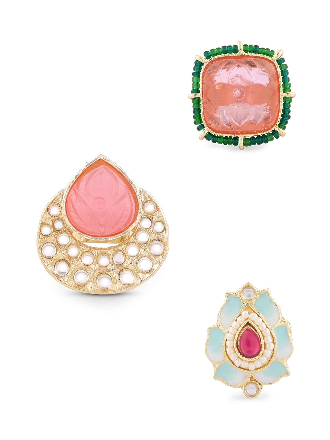 ZAVERI PEARLS Set of 3 Multicolor Stones & Beads Ethnic Adjustable Finger Rings For Women-ZPFK15396 (B0BS96Z9P3) Amazon Price History, Amazon Price Tracker