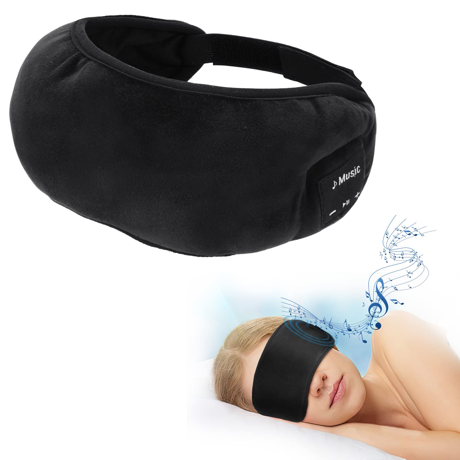 Brynnl Wireless Music 3D Sleep Mask, Rechargeable Sleep Headphones Bluetooth Eye Mask Gift for Insomnia Sleeper Men & Women Blackout Sleeping Mask Great for Sleeping, Air Travel, Meditation, Napping
