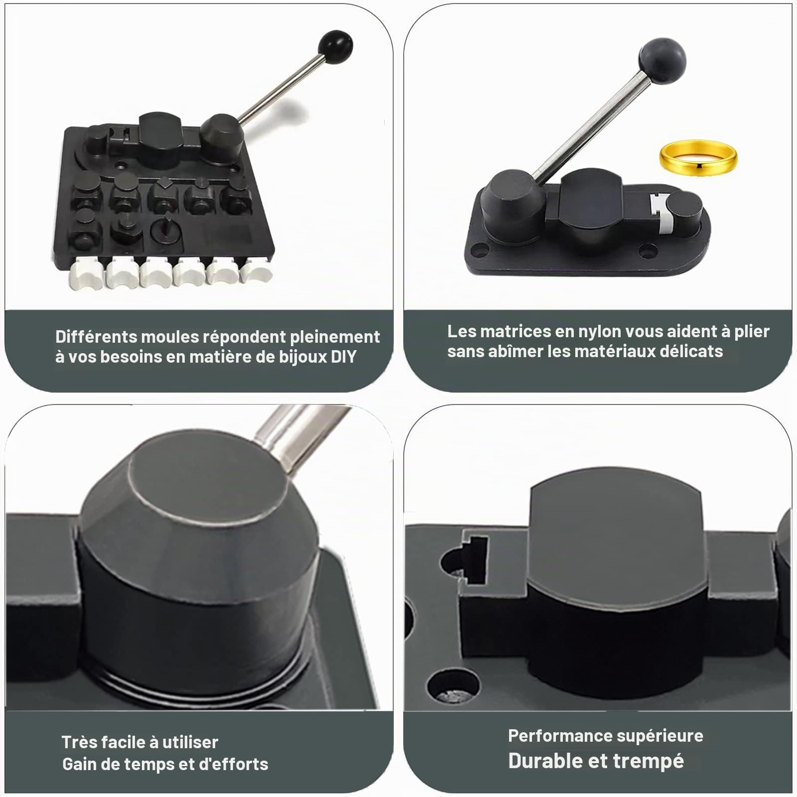 Ensemble d'outils de cintrage de bagues – Machine à cintrer les anneaux avec matrices en nylon, outil de cintrage de bagues pour bijoux, outil de mesure multifonction pour bijoux