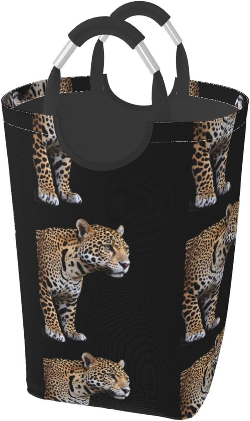 Jaguar stripes Foldable storage bag, 50L capacity, suitable for laundry room, dormitory bedroom, dirty clothes storage basket.