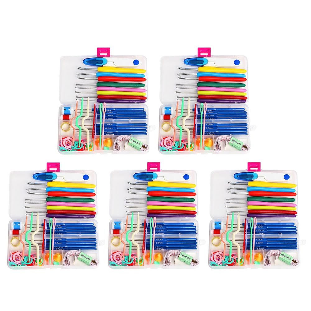 JUCHRZEY 5 sztuk 16 rozmiar zestaw do szydełkowania szydełko druty do robienia na drutach ze stali nierdzewnej ergonomiczny zestaw drutów do szydełkowania z etui na artretyczne dłonie