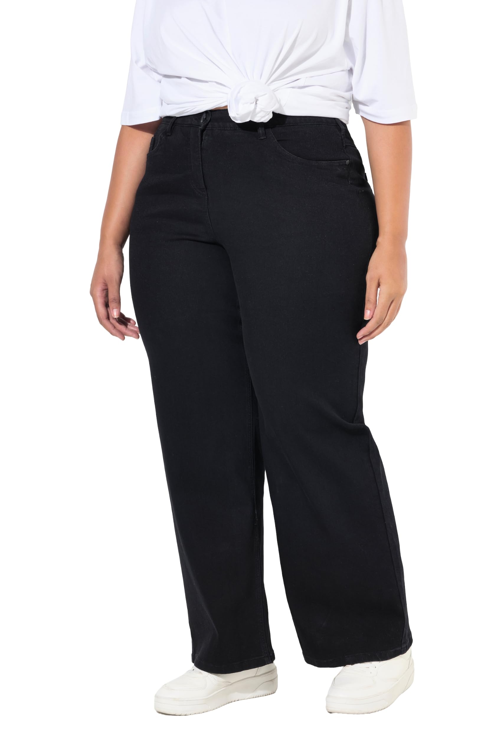 Ulla Popken Femme Grandes Tailles T-Shirt Manches Longues et Patte de Boutonnage, Collection Basic, Coupe Regular Fit 700603