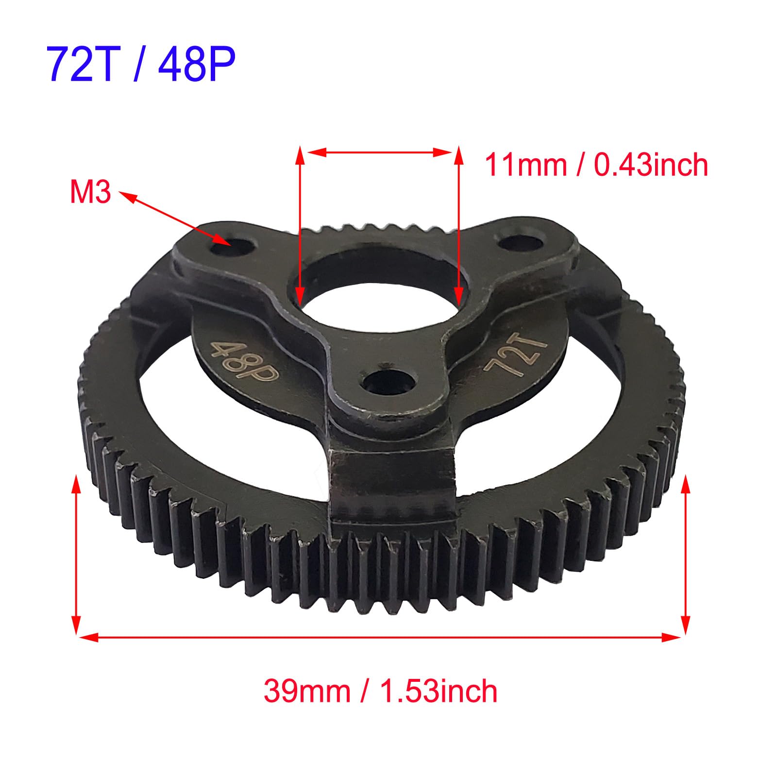 もんぷ Amazon.com: AMOGOT Metal Steel 48P 72T Spur Gear for RC 1/10