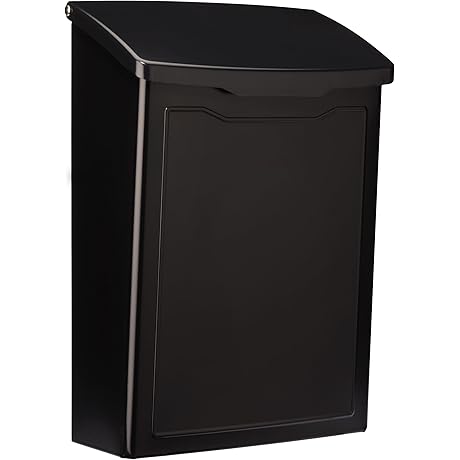 Architectural Mailboxes 2681B Black Marina Wall Mount Mailbox - Keeps Packages Safe and Dry