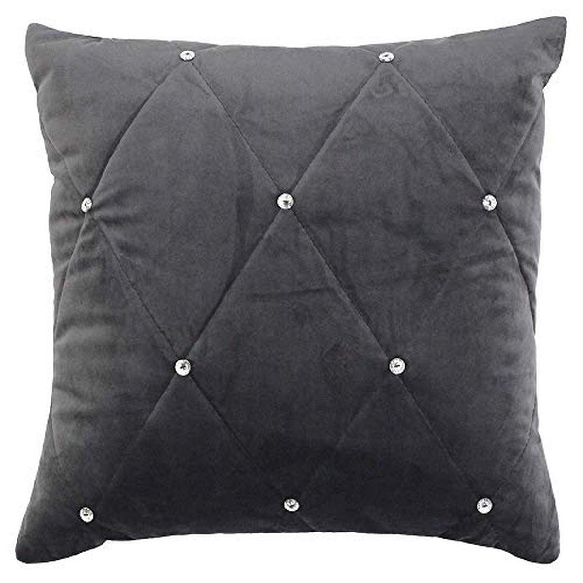 Paoletti Pewter Riva New Filled Cushion Grey-Diamante Crystal Sequins-Quilted Geometric Design-Hidden Zip Closure-100% Polyester-45 X 45Cm (18" X 18" Inches), Polyester, 45 X 45Cm