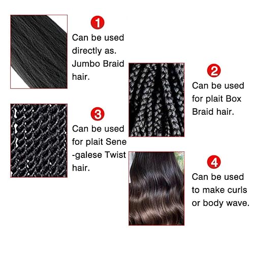 Miniatura 4 de Alinyasha Pelo trenzado preestirado 100% kanekalon ignífugo 2# Color trenzado pelo 3 paqueteslote