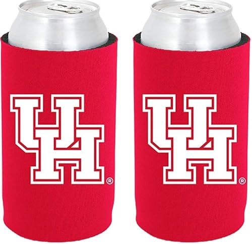 Miniatura 44 de College Team - Enfriadores ultradelgados para latas de cerveza de 12 onzas, paquete de 2 (cuadros rojos Alabama (marea carmesí)) Cuadros rojos