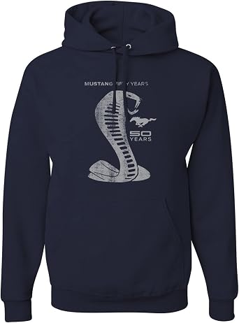 Ford Mustang Cobra Gray Snake 50 Years Licensed Official Mens Hoodies