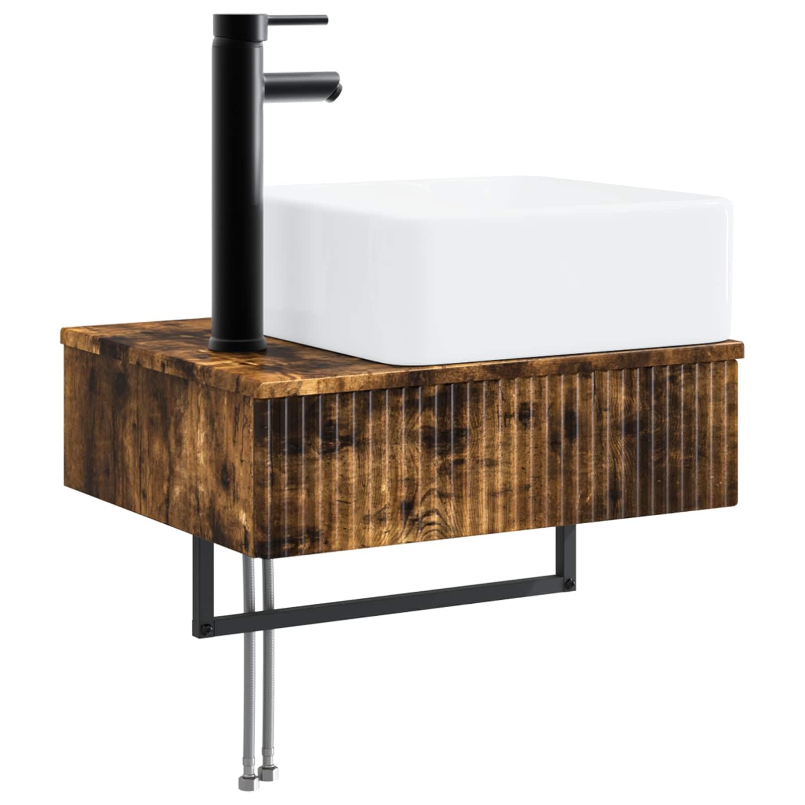 Genérico Lavabo de Lavado Montado en la Pared Roble Ahumado,Mobiliario,Armarios y Almacenamiento,Tocadores de baño,50 x 41 x 39 cm-890193