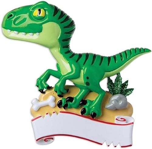Miniatura 13 de Adorno personalizado para árbol de Navidad de dinosaurio T-Rex 2024, decoración personalizada por escrito, para niños y niñas, Ornament Station