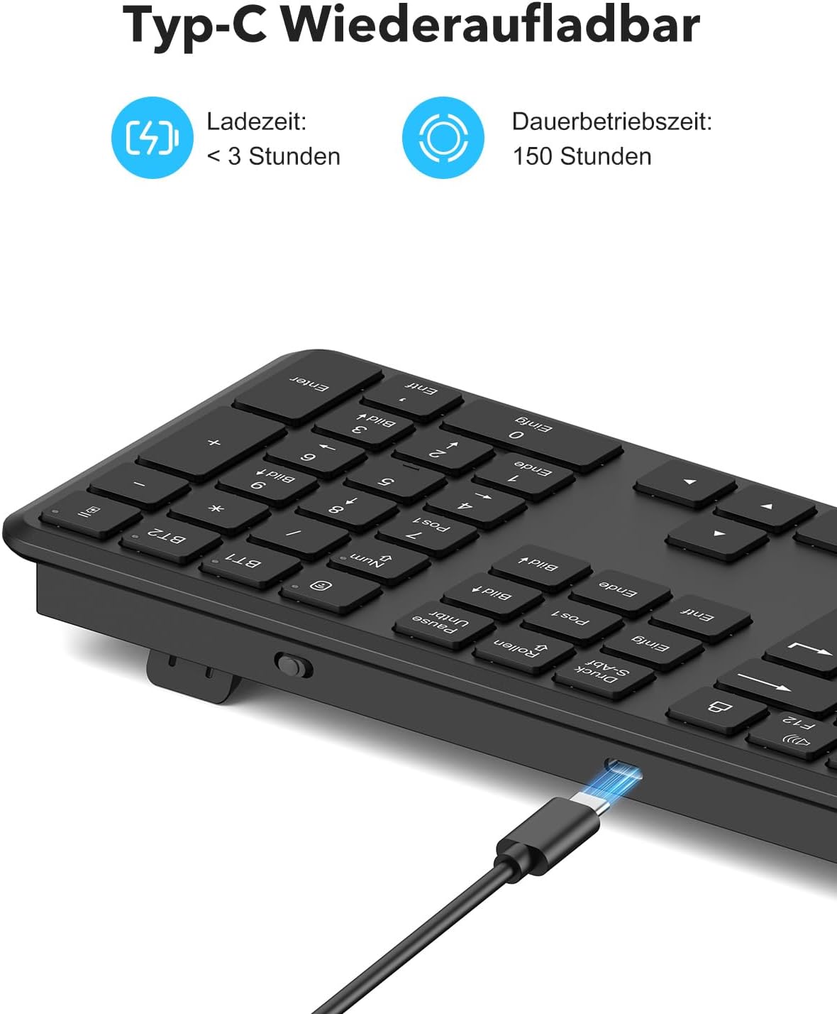 TECURS WK016 Keyboard Type-C Charging Port