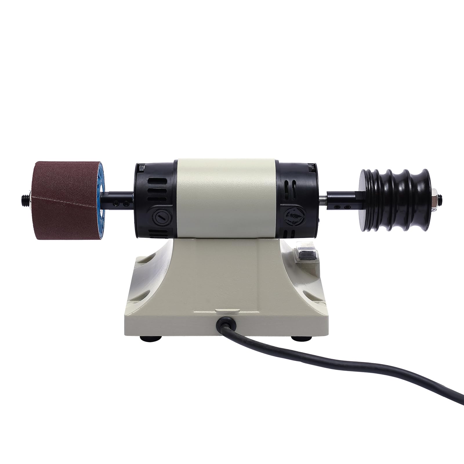 350W Elektrische Leder Kantenschleifer Leder Polier mit Holzbrennrad- und Schleifgürtel 0-8000rpm Einstellbare Geschwindigkeit Doppelschleifer mit robustem Standfuß, für die Holzbearbeitung