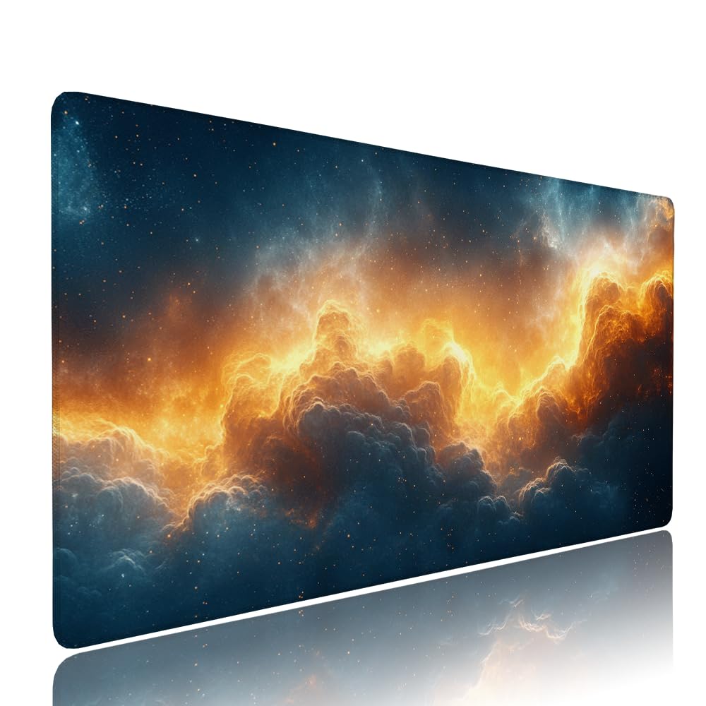 Czarna podkładka pod mysz XXL pod biurko do gier akcesoria do klawiatury podkładka pod mysz rozszerzone niebo duża mata do gier 1400 x 600 x 3 mm ochrona na biurko z gumową podstawą, antypoślizgowe