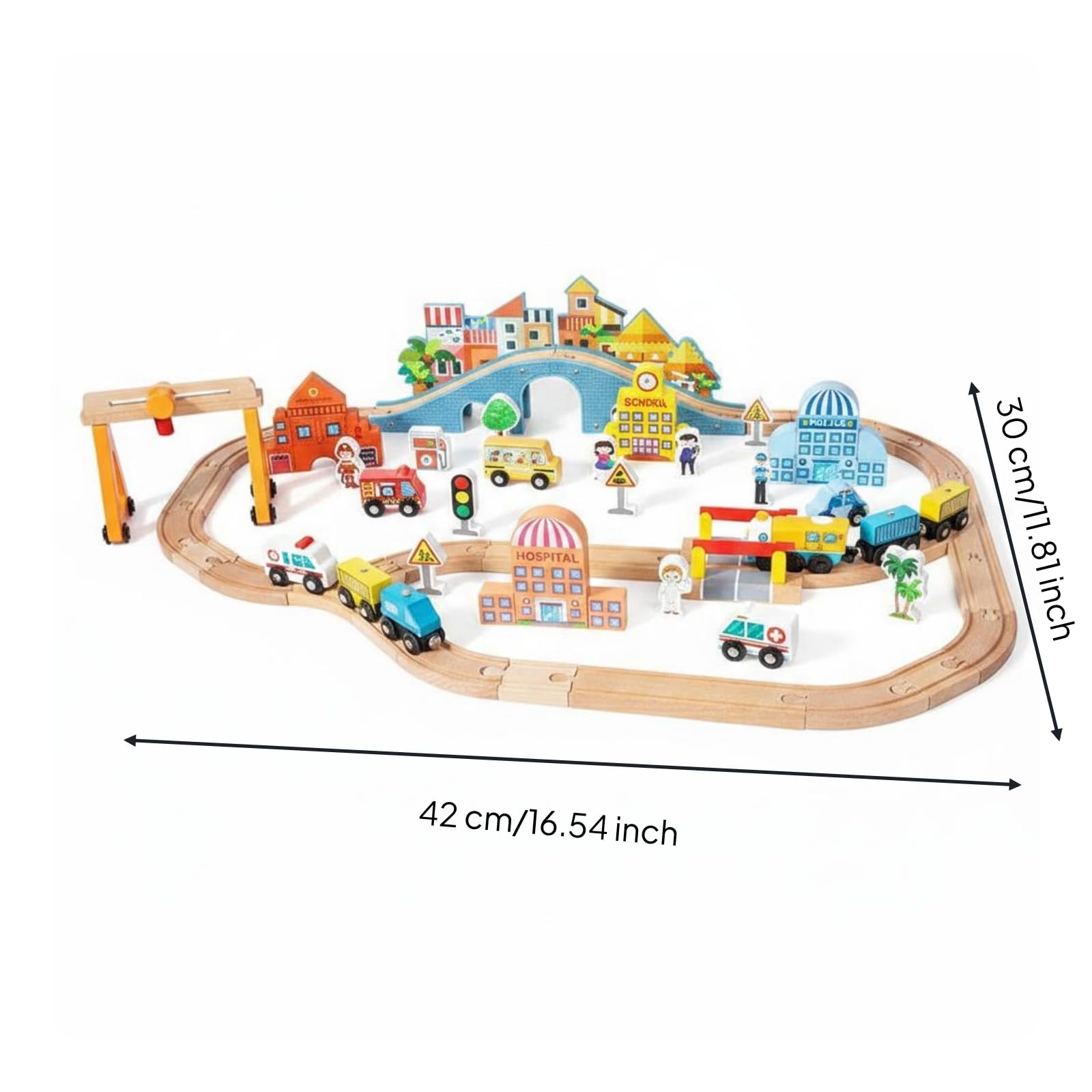 Kinder Holz Spielzeugzug Set Holzeisenbahn Zugstrecke Schienenset Zubehör Elektrisch Kreativset Kombinierbar Rollenspiel Welt Fördert Feinmotorik für