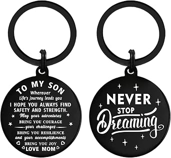 Gifts for Son - Son Inspirational Quote Keychain - Son Birthday Graduation Keychain Gifts from Mom Dad