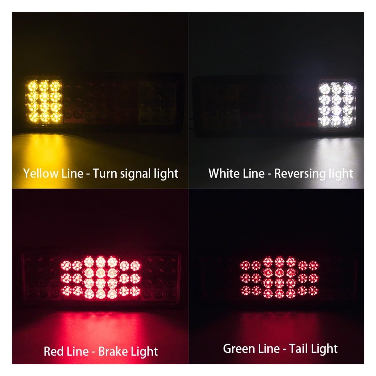 Genérico luces traseras del coche Par de remolque coche 24V 48 LED para camión, luz trasera, parada freno, para giro trasero para señal, 5 funciones
