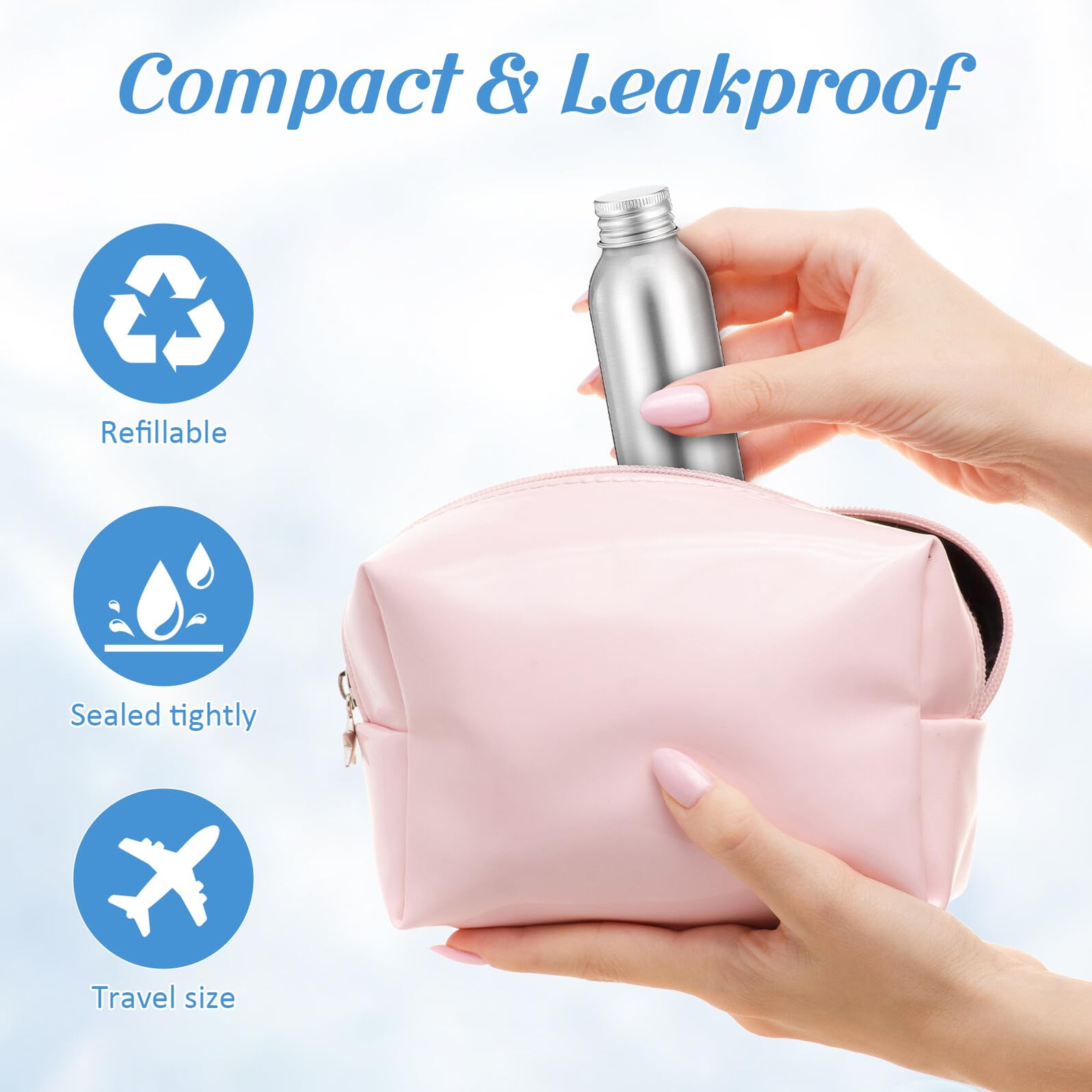 CLISPEED Bottiglie Ricaricabili per Profumo e Olio Essenziale in Alluminio 3 Set da 100 Ml Tappo a Vite, Contenitori Vuoti Portatili per Viaggio e Uso Cosmetico, Flaconi Dispenser Ermetici