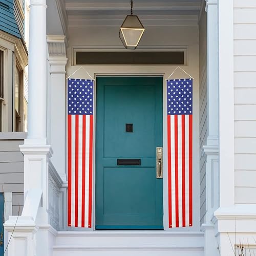 Miniatura 5 de Bandera estadounidense para puerta, banderines patrióticos de 6 pies para porche, Día de los Veteranos, Día de los Caídos, decoración de bandera