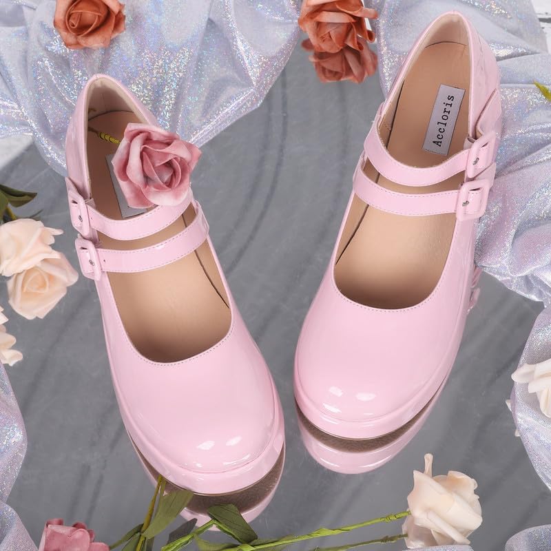 Platform Mary Jane Shoes Women Girls,Ankle Strap Round Toe Goth Chunky Uniform Dress Pumps Shoes Oxfords - Image 6