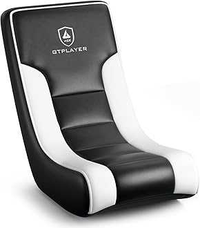 GTPLAYER Floor Rocking Gaming Chair – Floor Rolling Game Chairs with Angle Limiter, Gamer Rocker Floor Seat, Compact & Lightweight, Black & White