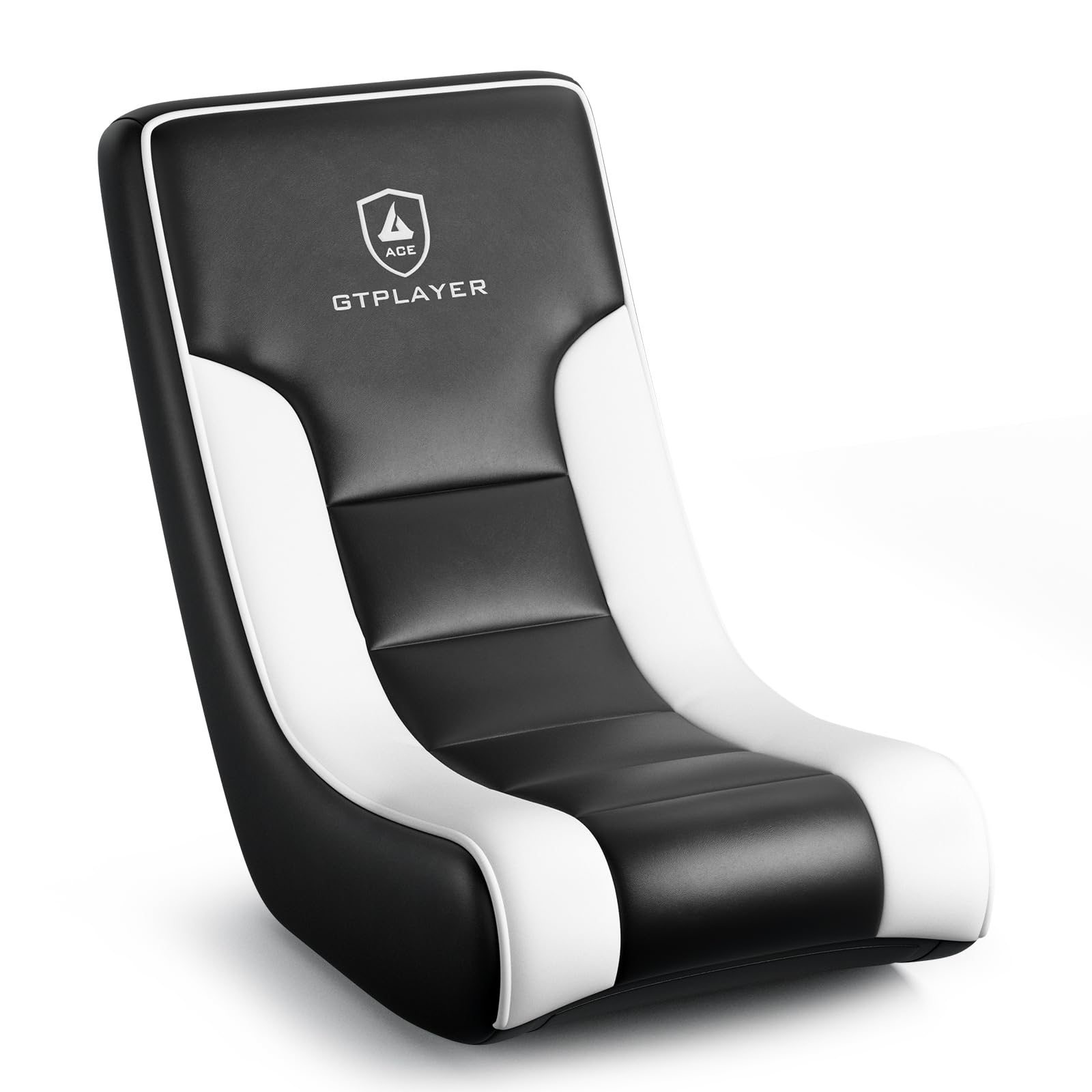 GTPLAYER Floor Rocking Gaming Chair – Floor Rolling Game Chairs with Angle Limiter, Gamer Rocker Floor Seat, Compact & Lightweight, Black & White