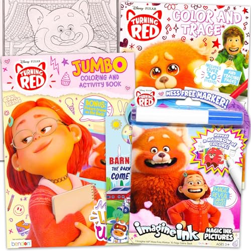 Disney Turning Red Coloring Book Set - Bundle of 3 Disney Activity Books Including Mess-Free Coloring, Tracing Pages, More | Turning Red Activities