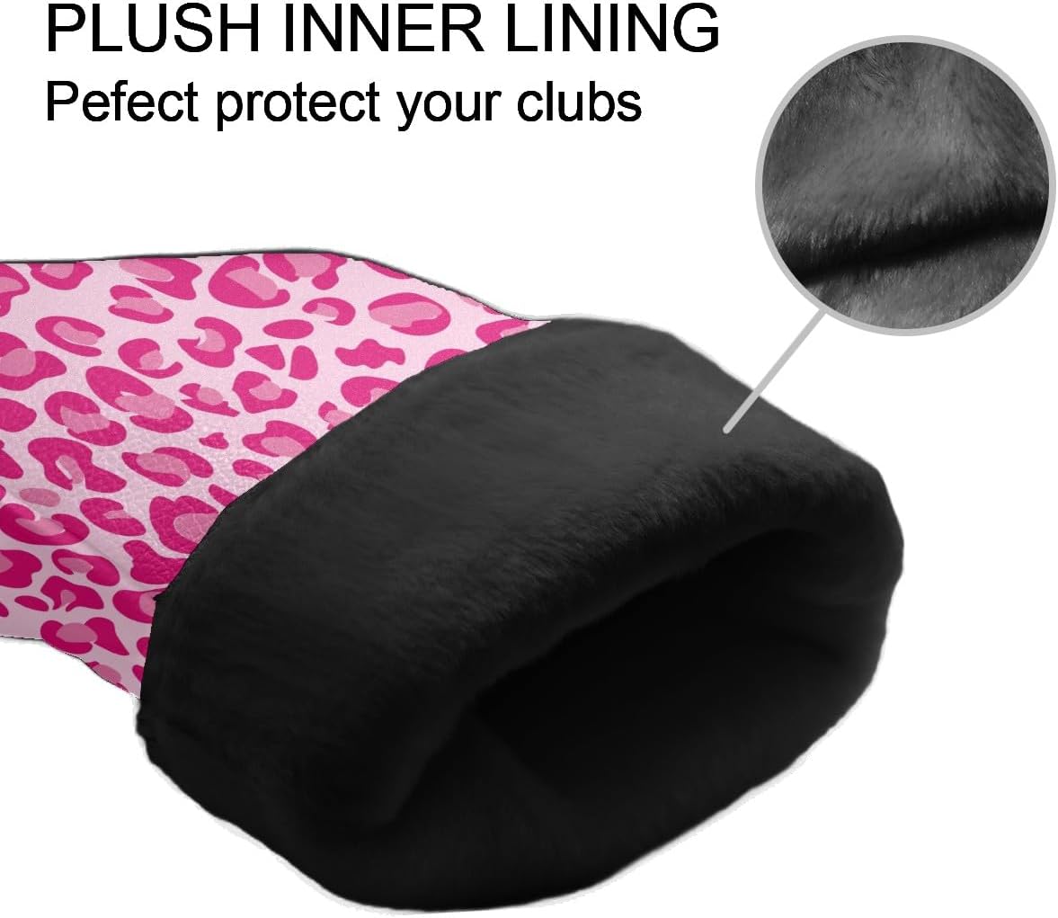 Golf Club Covers Pink Checkered Driver Headcover, Leather Golf Club Head Covers for Driver Fairway Woods Waterproof Golf Headcovers with Anti-Scratch Lining for Men Women