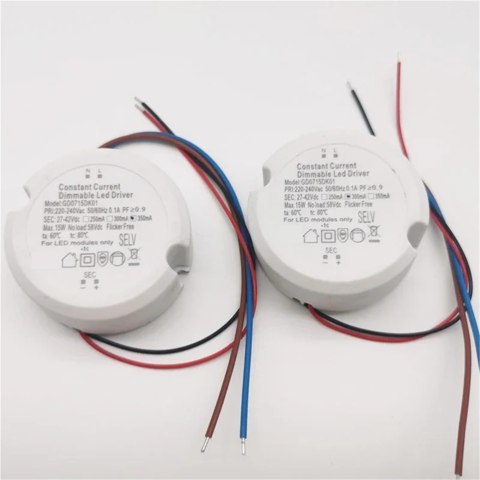 Driver LED Triac dimmerabile circolare 27-42V Uscita 7-15W 150mA-450mA Faretto da soffitto Alimentazione senza sfarfallio Alta Affidabilità(27-42V 300mA)