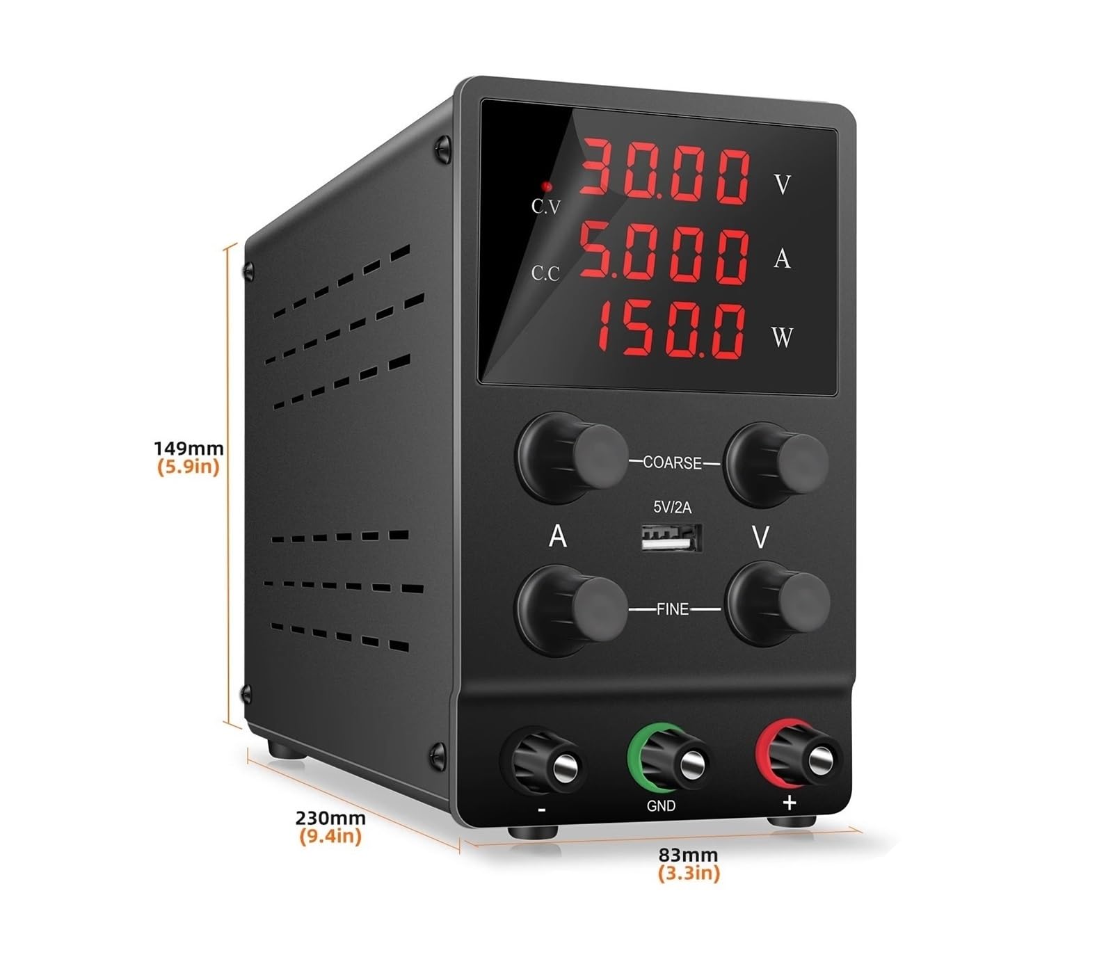 Fuente de alimentación CC Digital 30V 10A Fuente de alimentación CC Ajustable 15V 60V 120V 3A Fuente de alimentación de Banco Fuente de alimentación estabilizada(Mini 3 Digits 15V10A,220V)