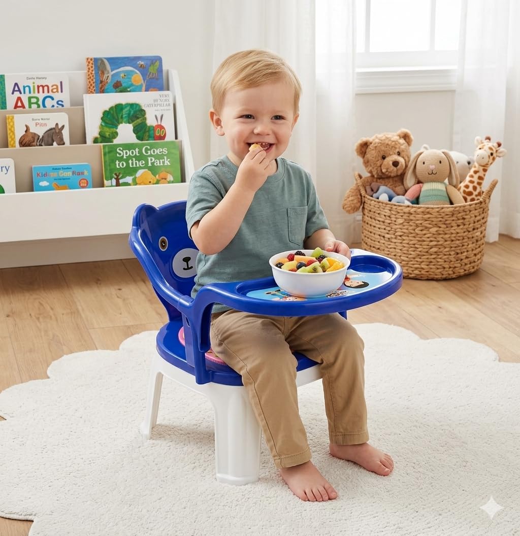 The Tickle Toe Plastic Baby Chair with Cushion & High Backrest | Study & Activity Chair for Toddlers (1–3 Years, Blue) 2