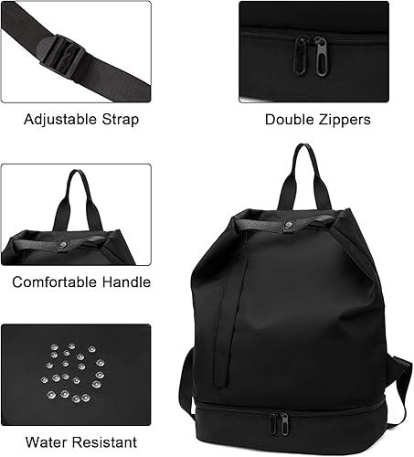 Miniatura 4 de Mochila de gimnasio, bolsa de gimnasio con compartimento para zapatos, mochila de viaje ligera para entrenamiento, deportes, casual, mochila para