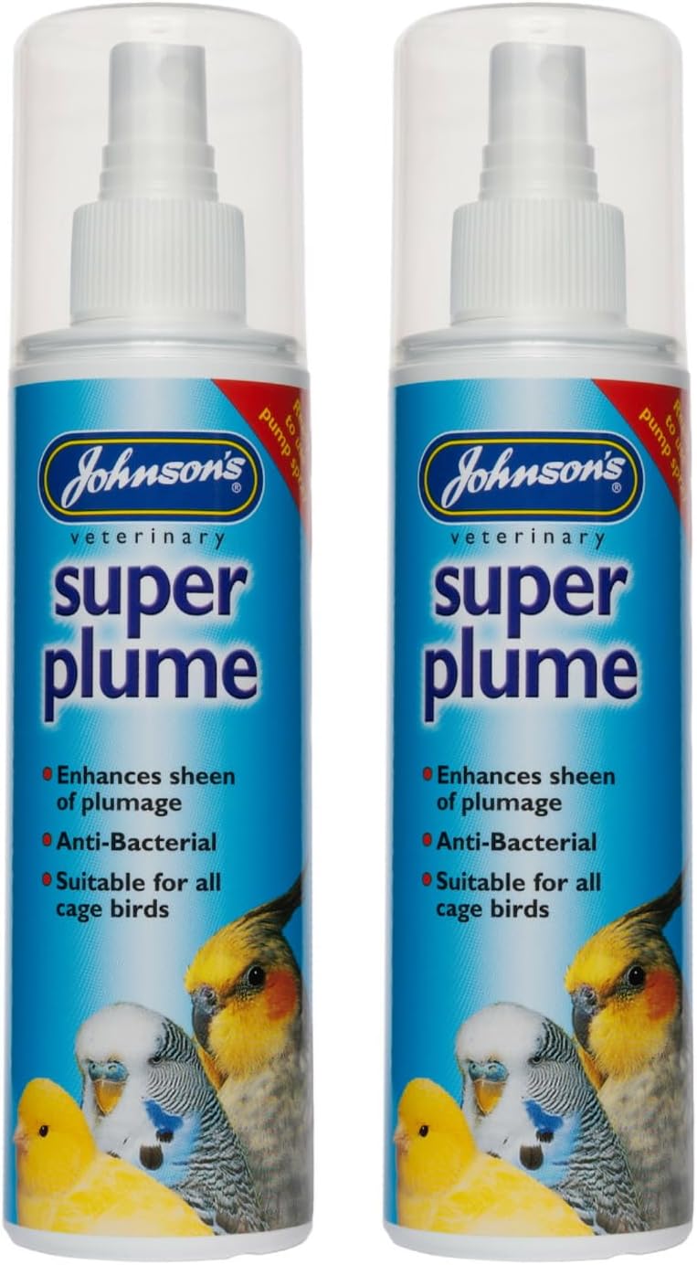 JOHNSONS SUPER PLUME SPRAY - 150ML PUMP - CAGED BIRDS - ANTIBACTERIAL - GLOSSY (2 SPRAYS)