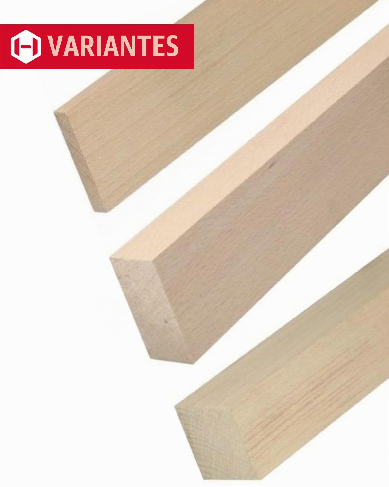 Gedotec Listones de madera de haya para manualidades y construcción - 95 cm | juego de 10 20x30x950 mm | BASIC | Listón para bricolaje y muebles - haya sin tratar y sin nudos