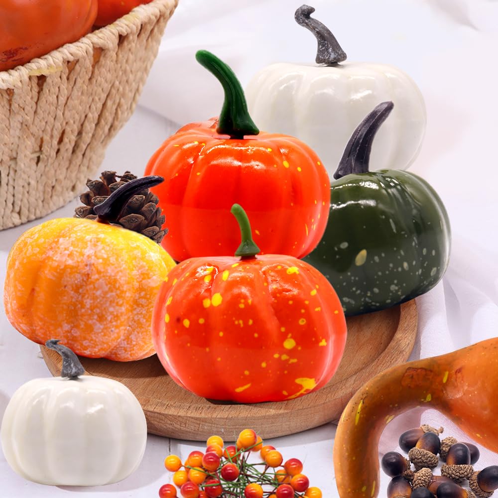 12 Citrouilles Artificielles En Mousse - Décoration Halloween Et Automne