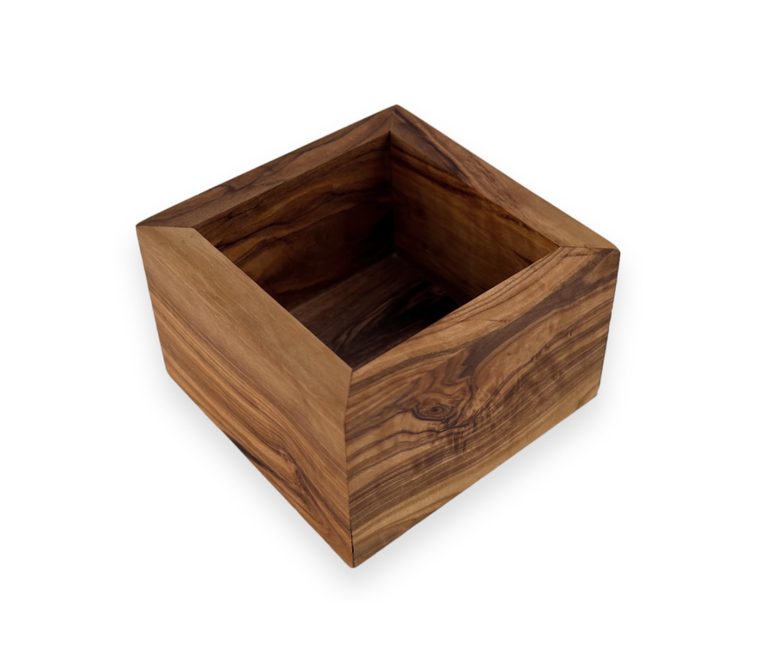 Zettelbox Notitzpapier Halter für 9x9cm Zettel + Stifthalter Becher + Büroklammernhalter squaremood eckig handgefertigt aus Olivenholz, Geschenkidee.