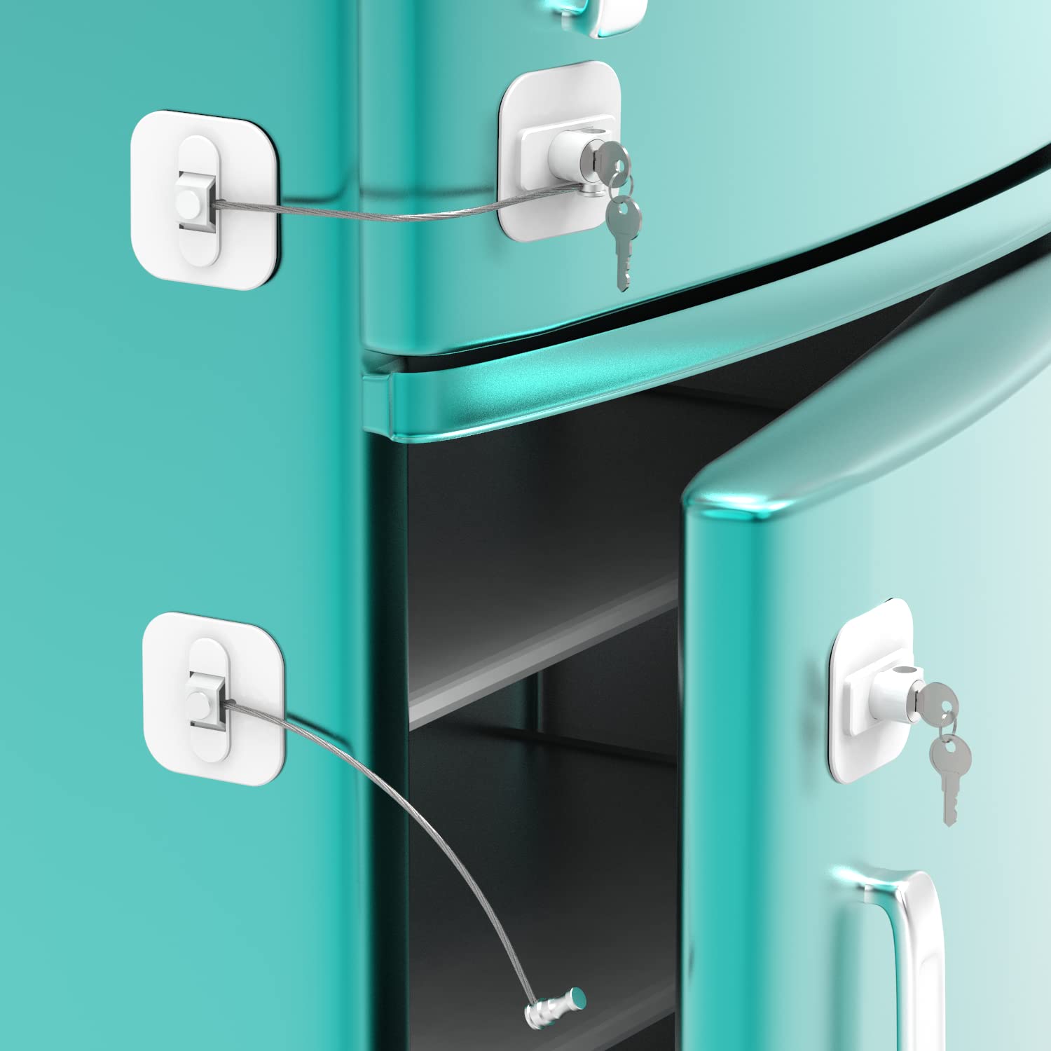 Refrigerator Lock, ROFMAPLE Fridge Lock with Keys, 2 Packs Refrigerator Door Locks and Freezer