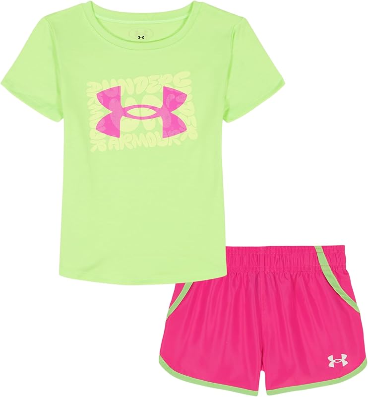 Girl's 2-piece Short Sleeve Tee and Shorts Set, Lightweight and Comfortable