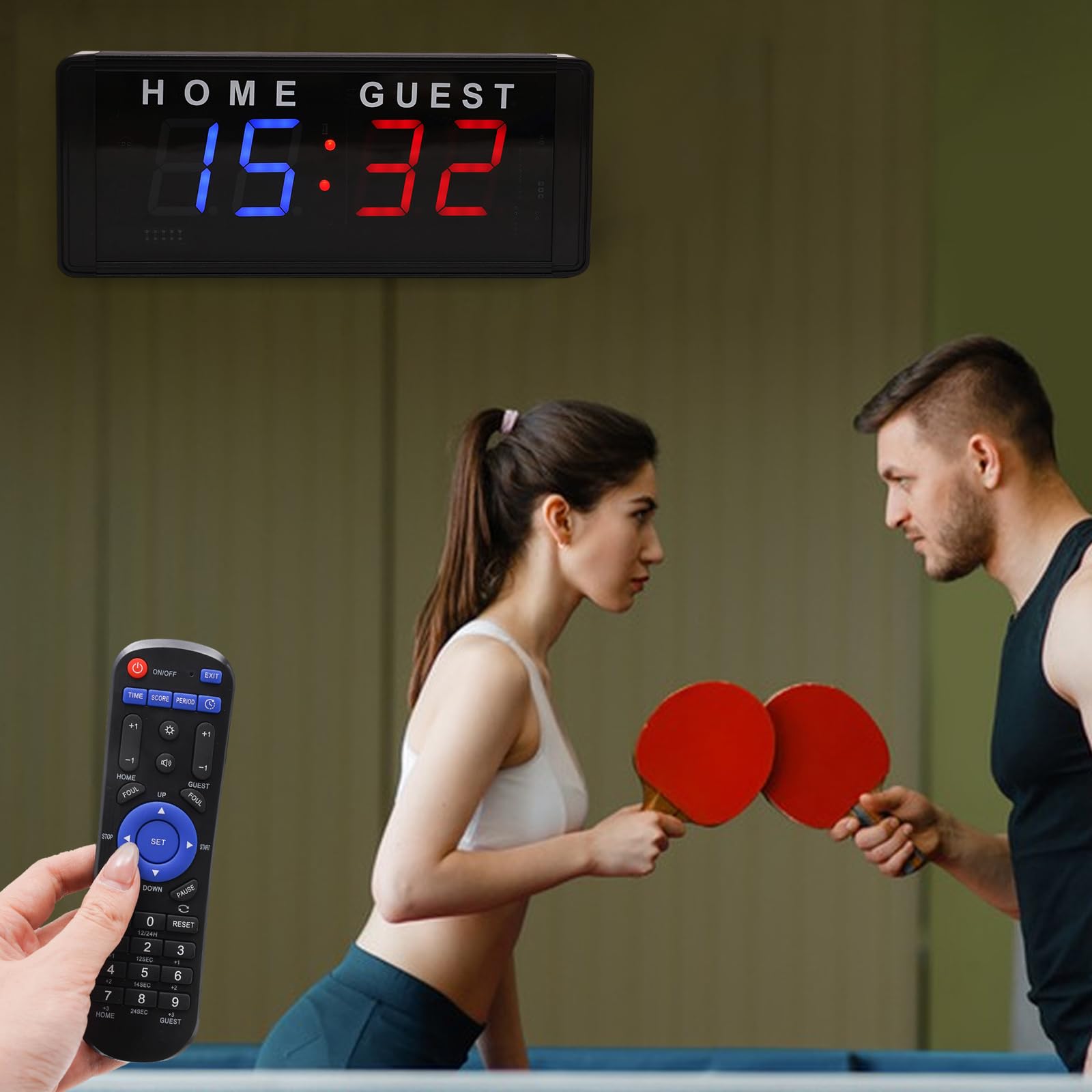 Segnaletico sportivo, punteggio digitale con indicatore LED per calcio, tennis, baseball, badminton, pallavolo, 0-99 punti
